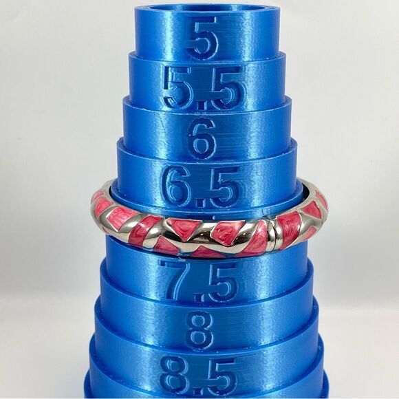 Pink Swirled Enamel Silver Tone Metal Clamper Hinged Bangle Bracelet 7” Fashion - Picture 5 of 6